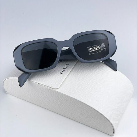 NEW Prada PR17WS 11N09T Marble Graffit Black Gray Rectangle Unisex Sunglasses - Picture 1 of 15